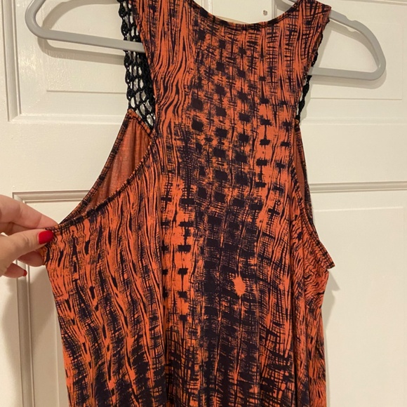 Rachel Roy Maxi Dress Size M | Burnt Orange & Black | Crocheted Collar | Pockets - Picture 11 of 11